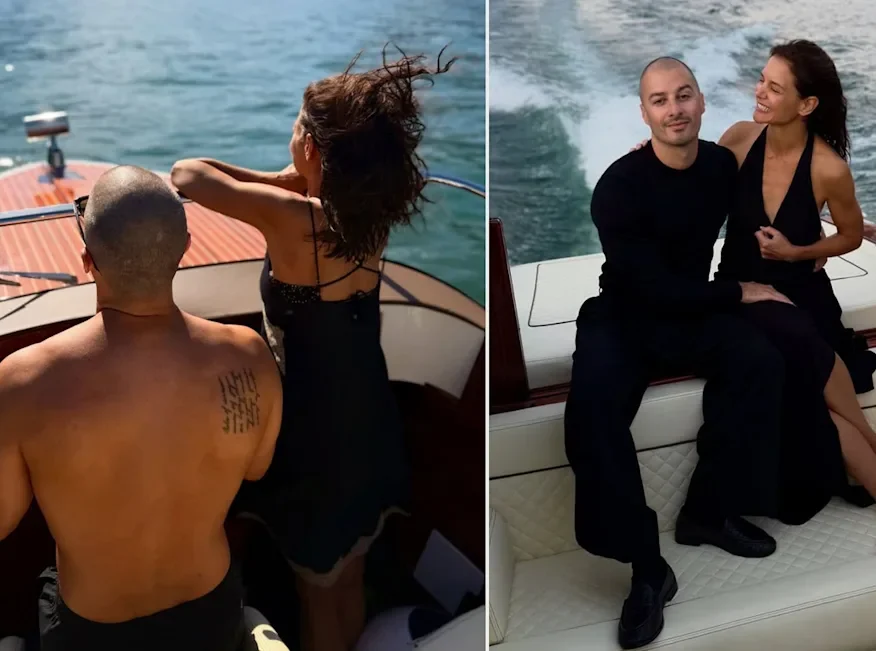 Katie Holmes poses alongside boyfriend Jason Bard Yarmosky during their vacation in Italy.